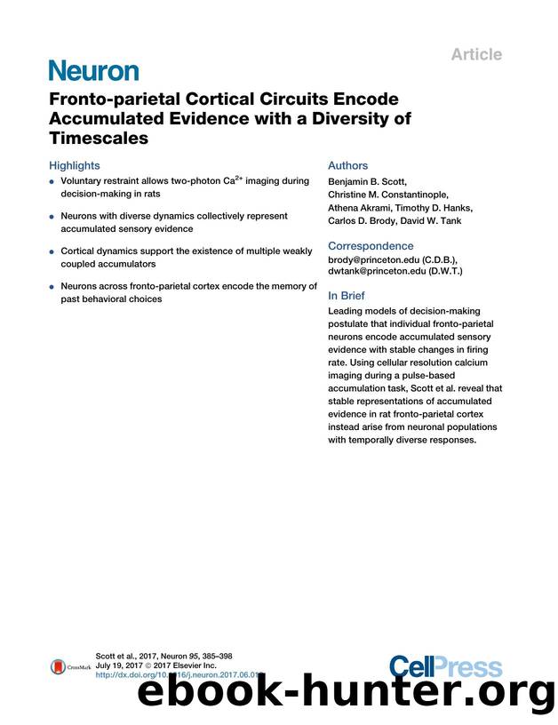 Fronto-parietal Cortical Circuits Encode Accumulated Evidence with a Diversity of Timescales by unknow