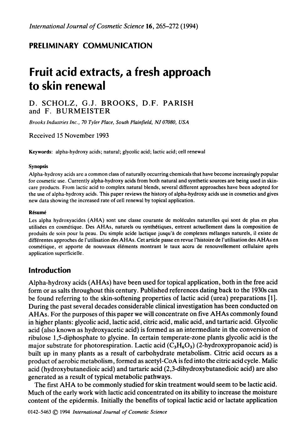 Fruit acid extracts, a fresh approach to skin renewal by Unknown