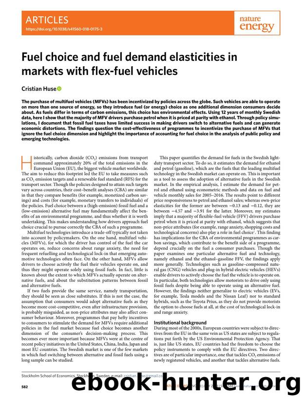 Fuel choice and fuel demand elasticities in markets with flex-fuel vehicles by Cristian Huse