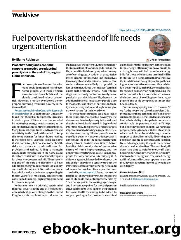 Fuel poverty risk at the end of life needs urgent attention by Elaine Robinson