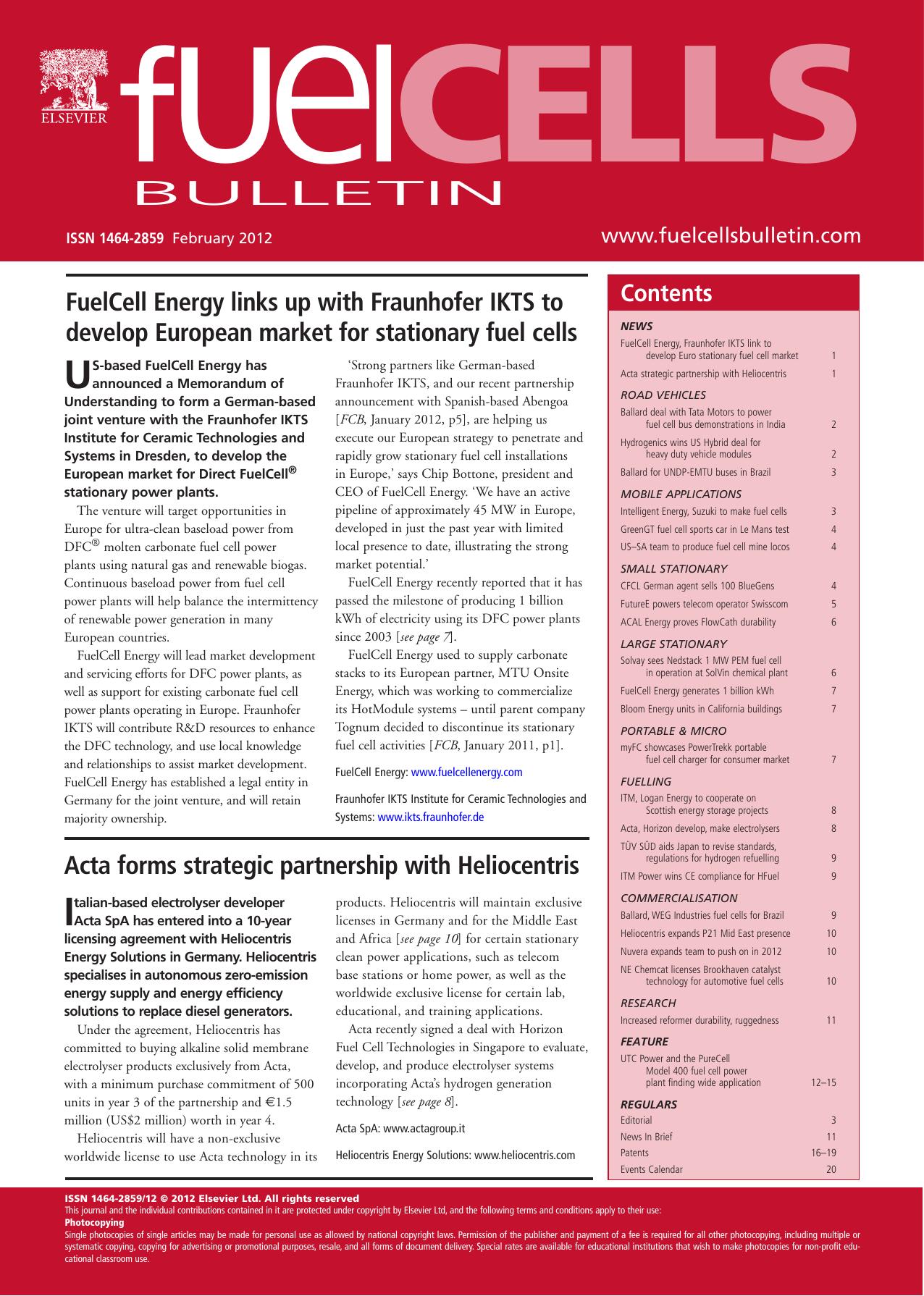 FuelCell Energy links up with Fraunhofer IKTS to develop European market for stationary fuel cells by Unknown