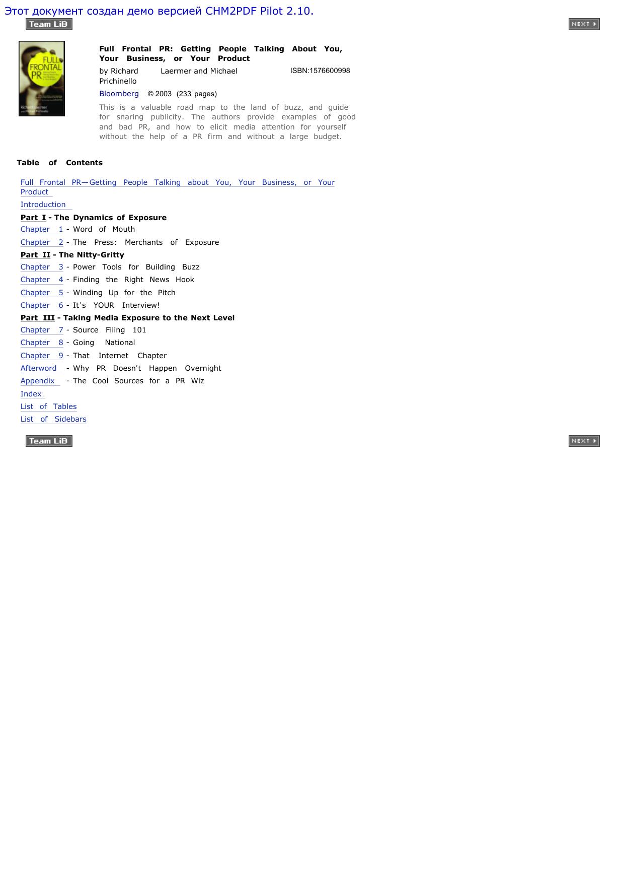 Full Frontal PR: Getting People Talking about You, Your Business, or Your Product by unknow