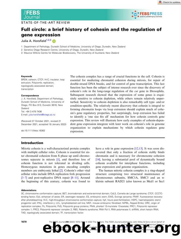 Full circle: a brief history of cohesin and the regulation of gene expression by Unknown