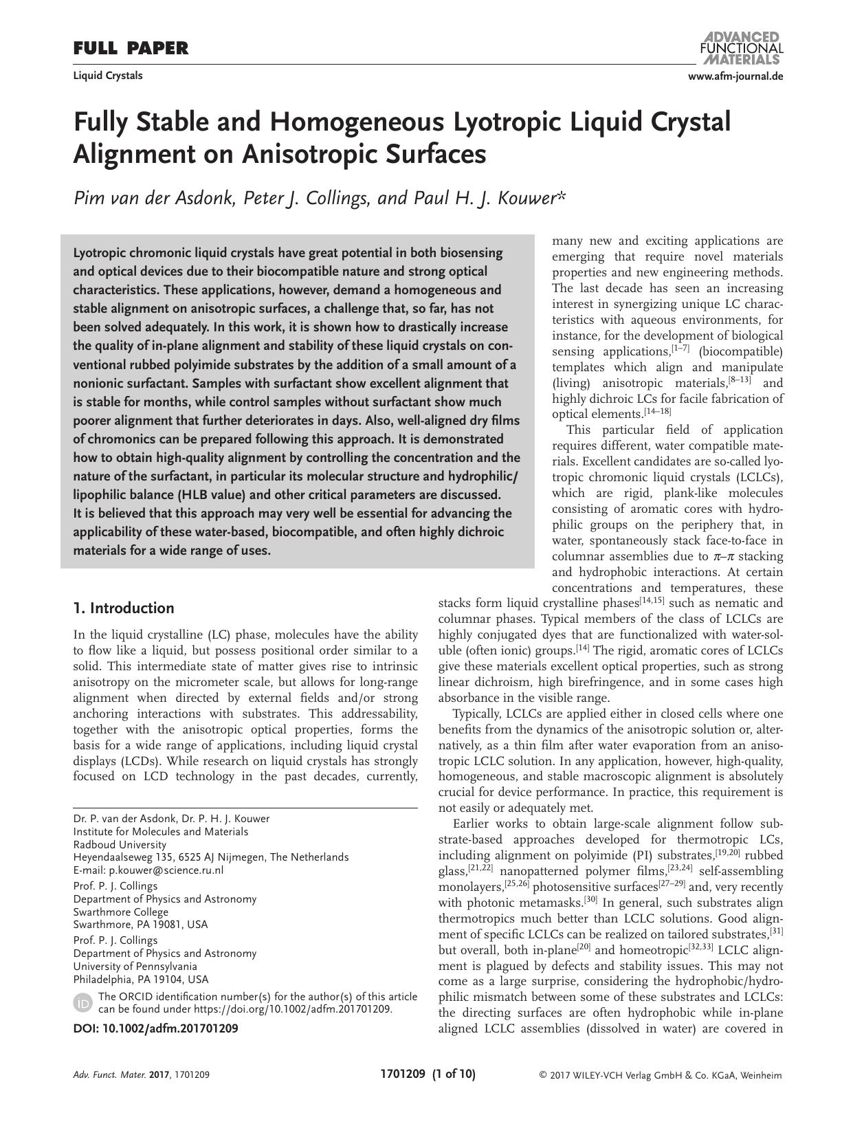 Fully Stable and Homogeneous Lyotropic Liquid Crystal Alignment on Anisotropic Surfaces by Unknown