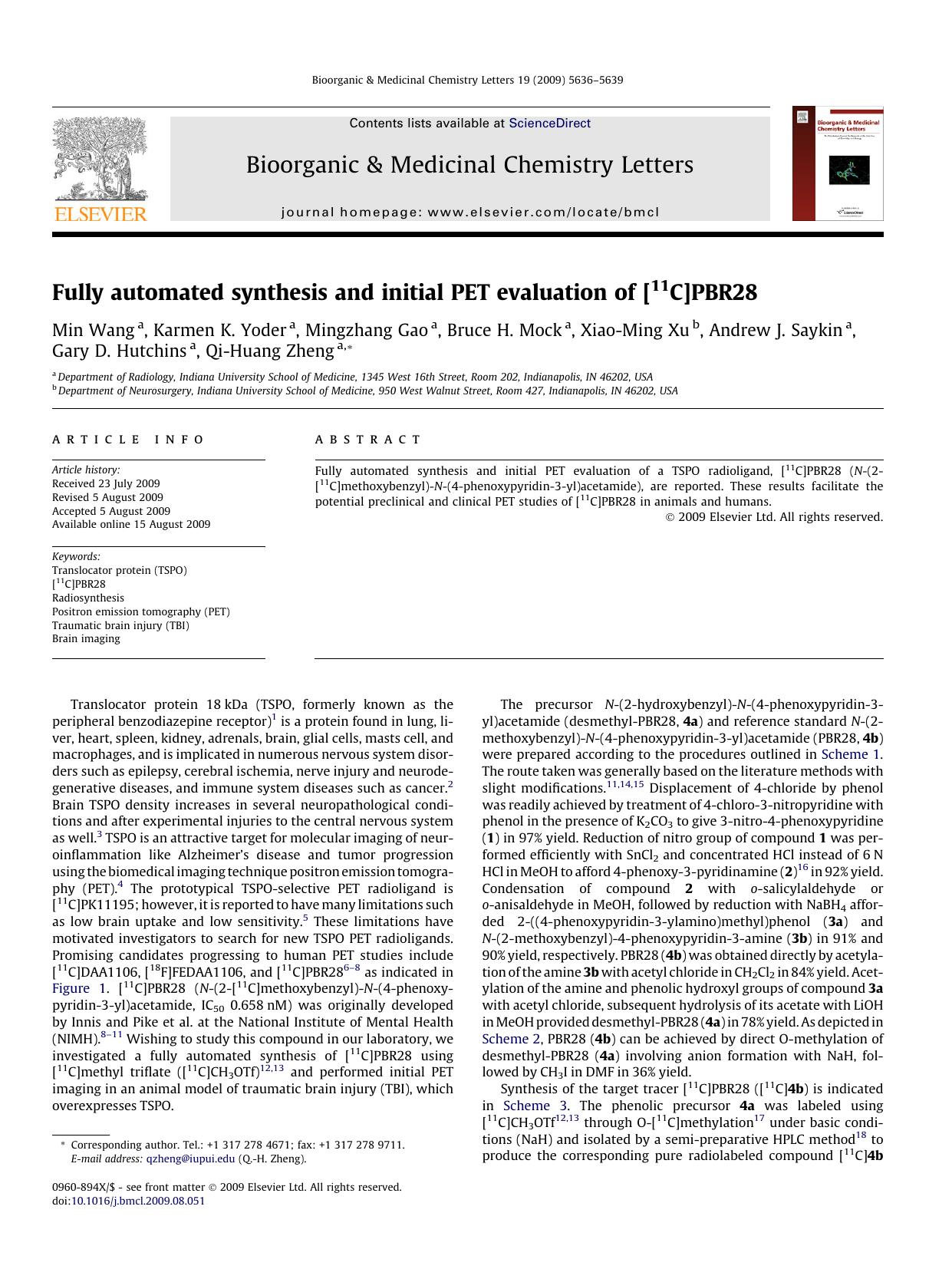 Fully automated synthesis and initial PET evaluation of [11C]PBR28 by unknow