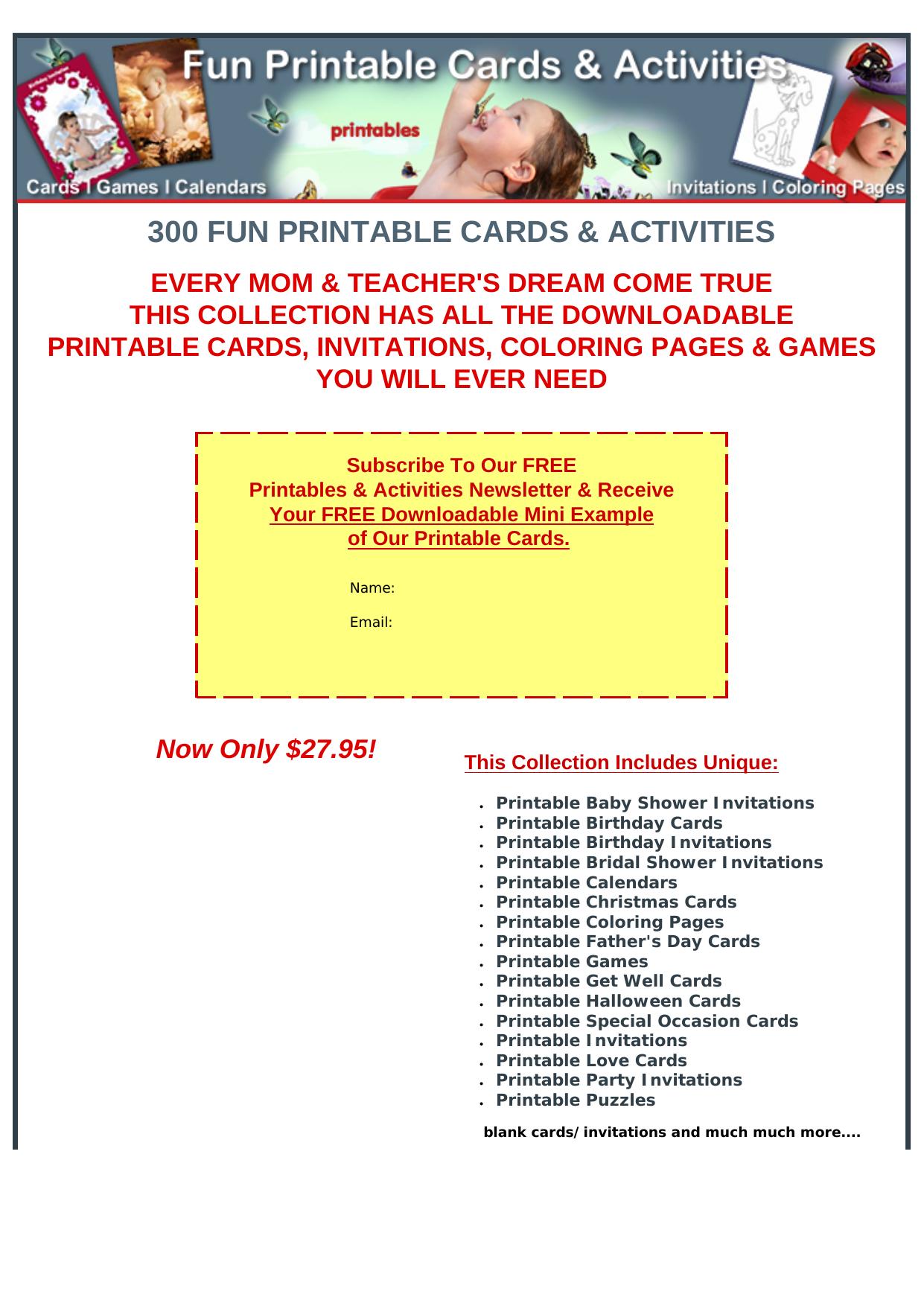 Fun Printable Cards, Invitations And Activities. by Best of Kuszter's Collection