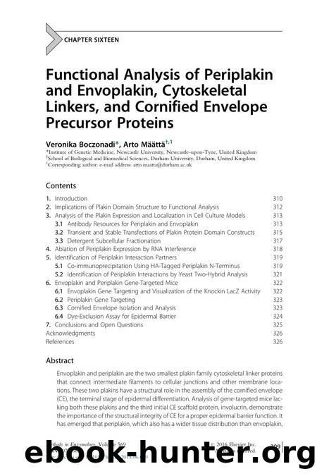 Functional Analysis of Periplakin and Envoplakin, Cytoskeletal Linkers, and Cornified Envelope Precursor Proteins by Veronika Boczonadi & Arto Määttä