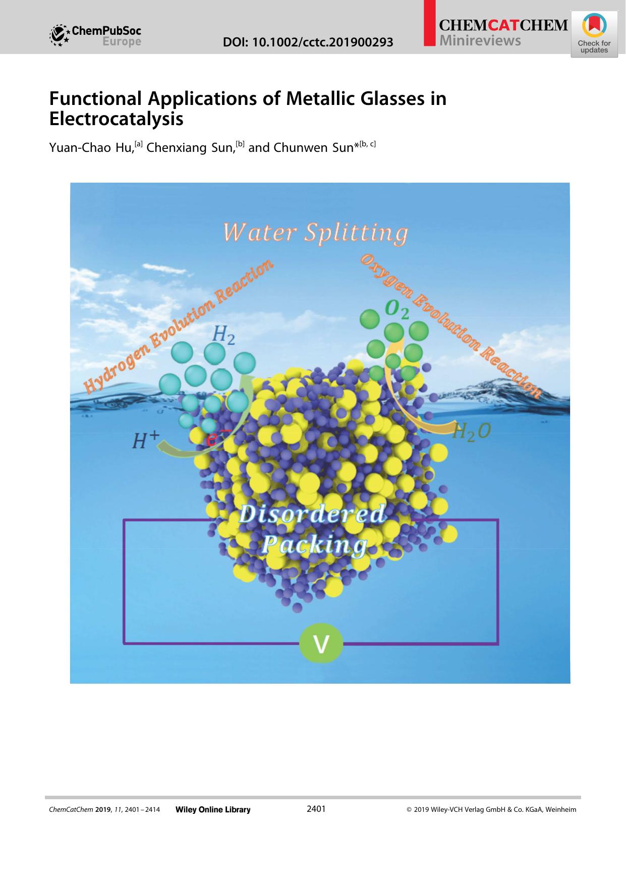 Functional Applications of Metallic Glasses in Electrocatalysis by Unknown