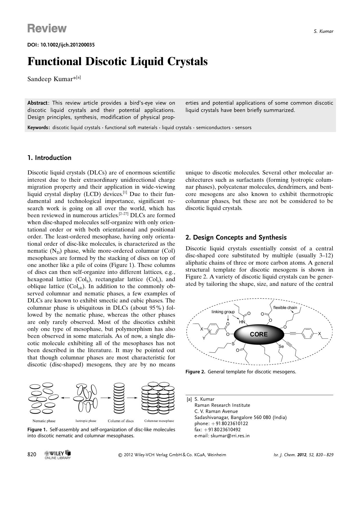 Functional Discotic Liquid Crystals by Unknown