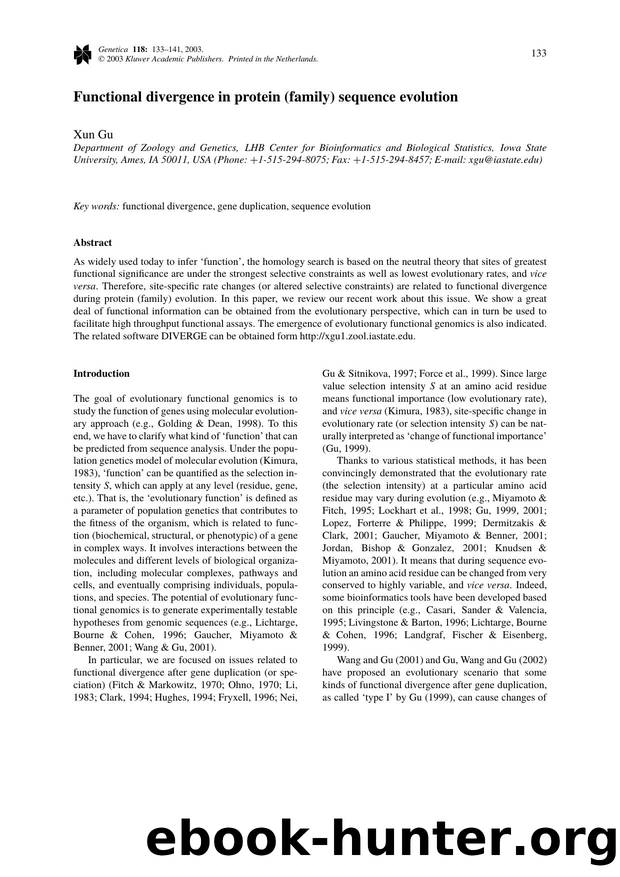 Functional Divergence in Protein (Family) Sequence Evolution by Unknown