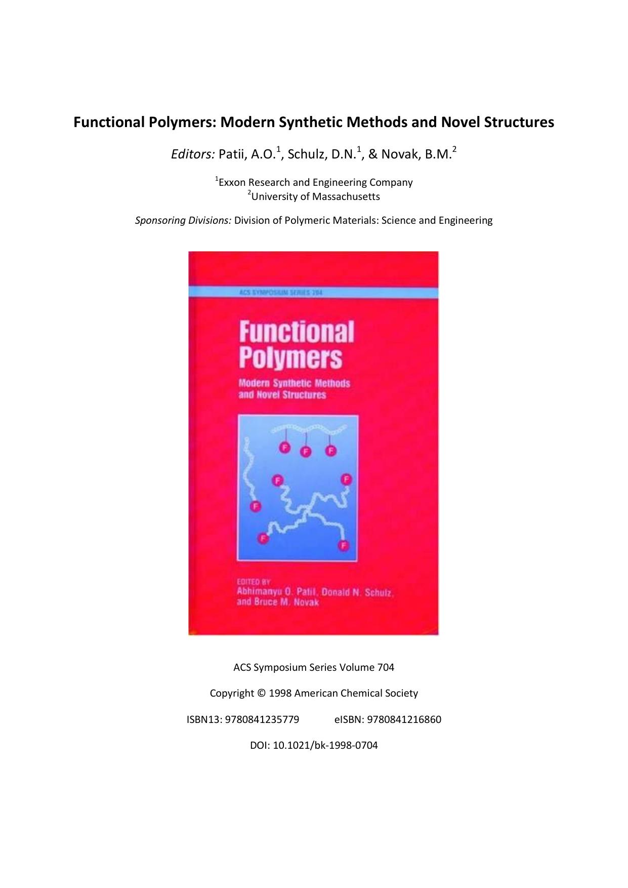 Functional Polymers. Modern Synthetic Methods and Novel Structures by Abhimanyu O. Patil Donald N. Schulz and Bruce M. Novak (Eds.)