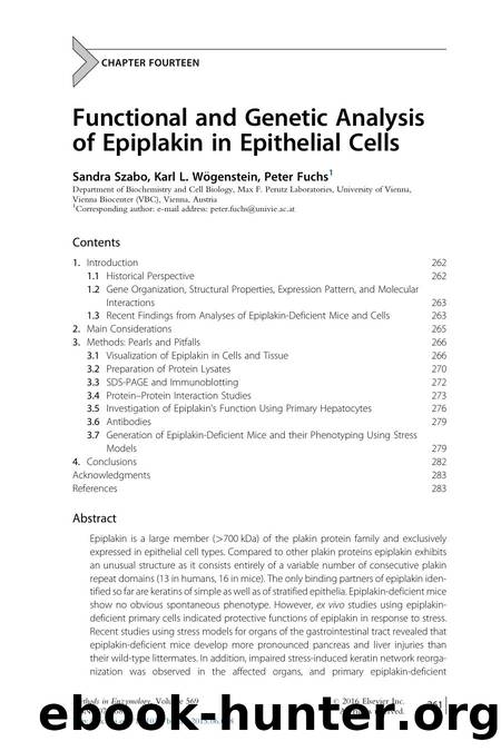 Functional and Genetic Analysis of Epiplakin in Epithelial Cells by Sandra Szabo & Karl L. Wgenstein & Peter Fuchs