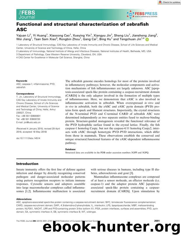 Functional and structural characterization of zebrafish ASC by Unknown