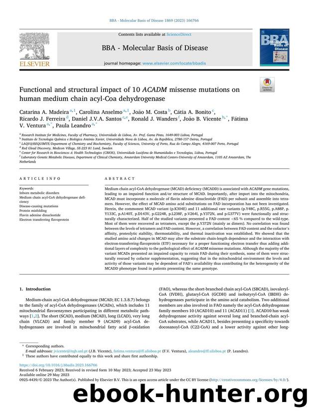 Functional and structural impact of 10 ACADM missense mutations on human medium chain acyl-Coa dehydrogenase by unknow
