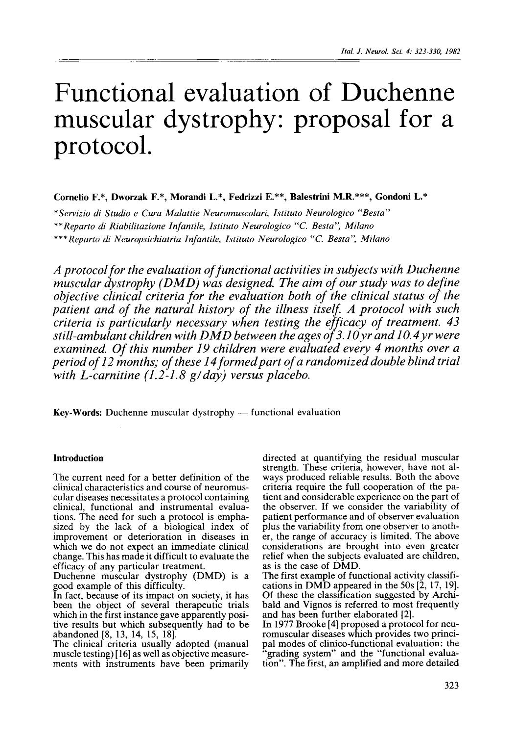 Functional evaluation of Duchenne muscular dystrophy: Proposal for a protocol by Unknown
