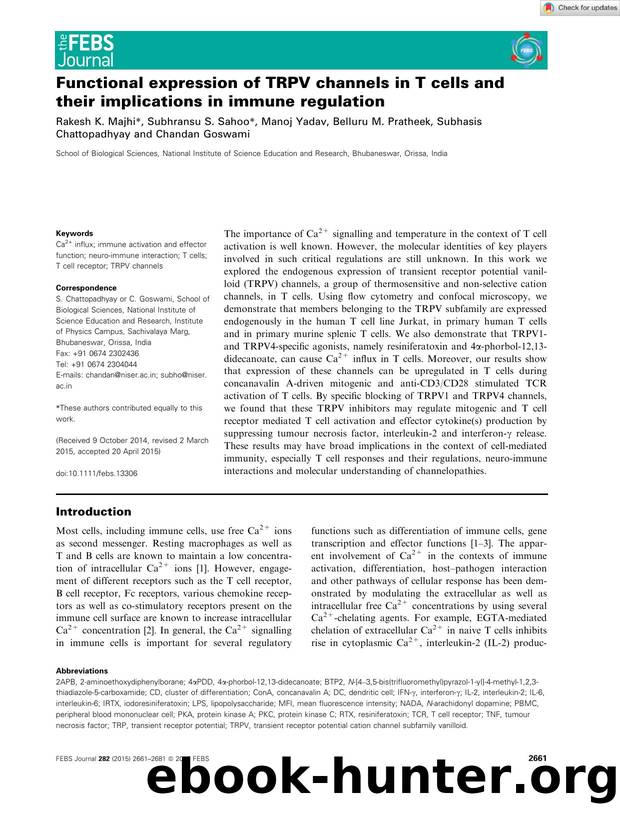 Functional expression of TRPV channels in T cells and their implications in immune regulation by Unknown