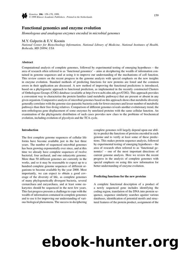Functional genomics and enzyme evolution by Unknown