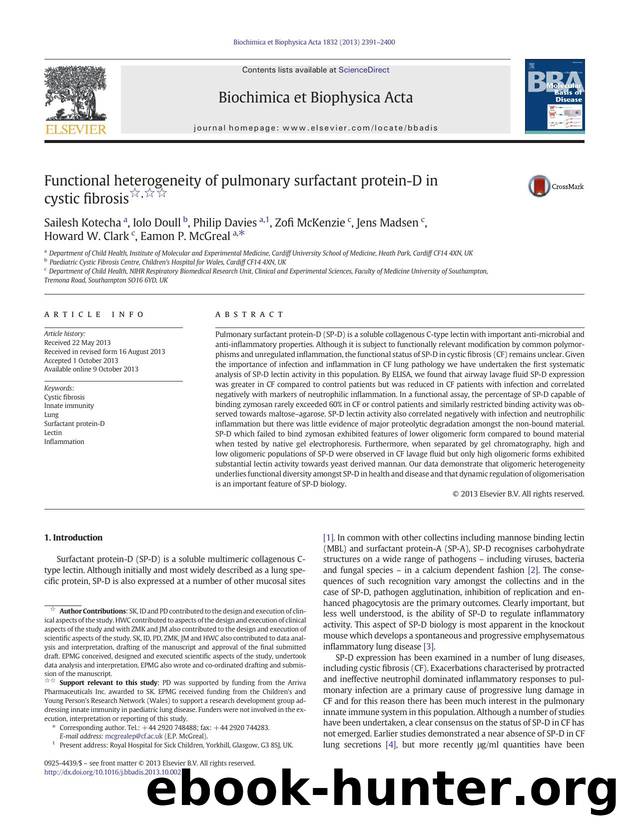 Functional heterogeneity of pulmonary surfactant protein-D in cystic fibrosis by unknow