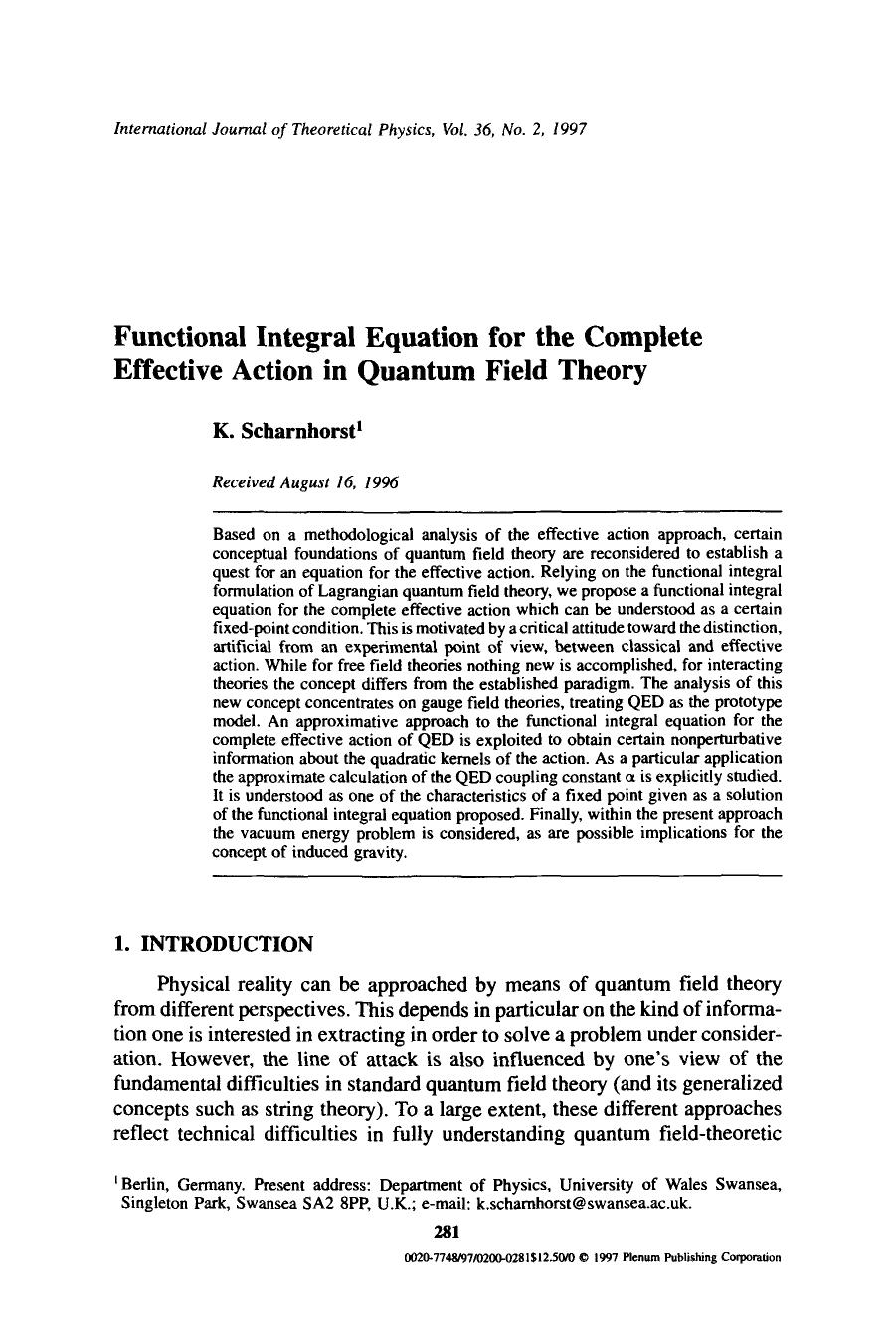 Functional integral equation for the complete effective action in quantum field theory by Unknown