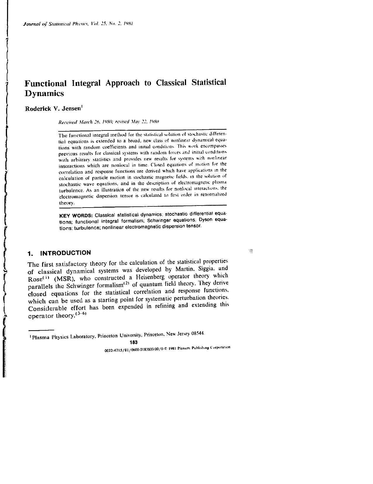 Functional integral in statistic mechanics by Jensen
