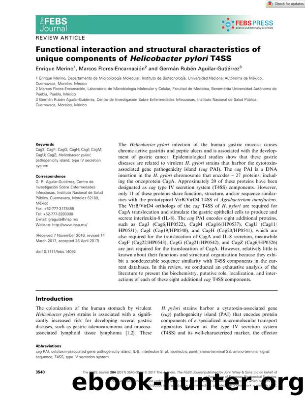 Functional interaction and structural characteristics of unique components of Helicobacter pylori T4SS by Unknown