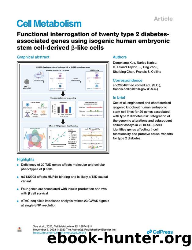 Functional interrogation of twenty type 2 diabetes-associated genes using isogenic human embryonic stem cell-derived &beta;-like cells by unknow