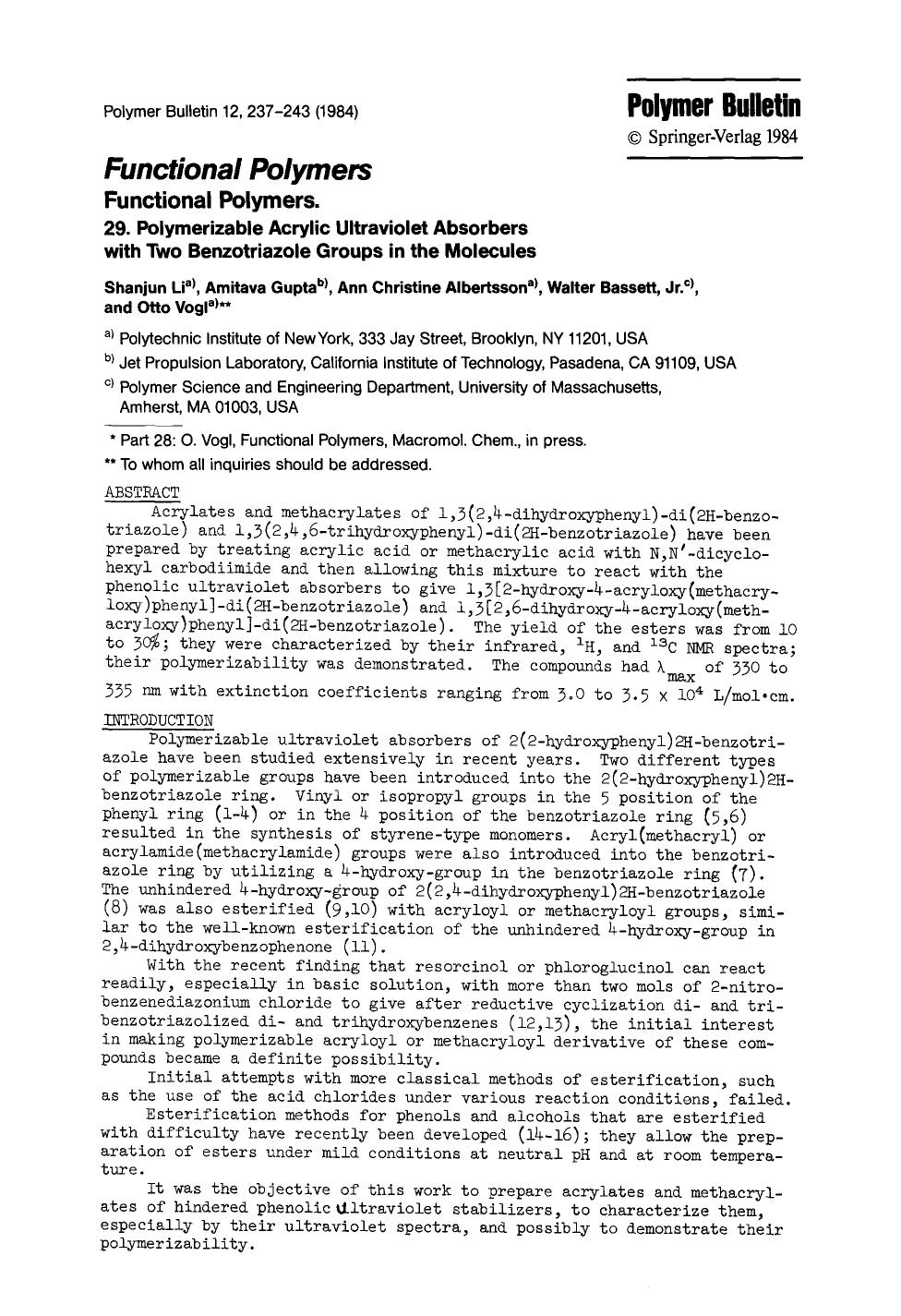 Functional polymers by Unknown