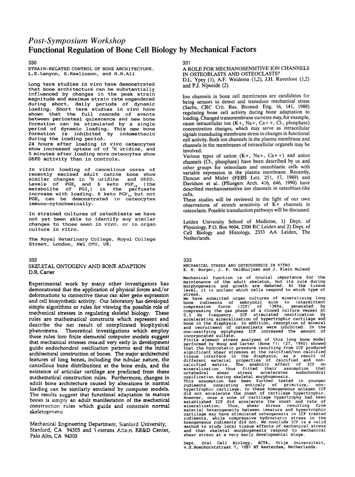 Functional regulation of bone cell biology by mechanical factors by Unknown