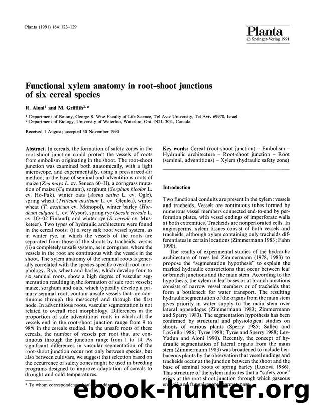 Functional xylem anatomy in root-shoot junctions of six cereal species by Unknown