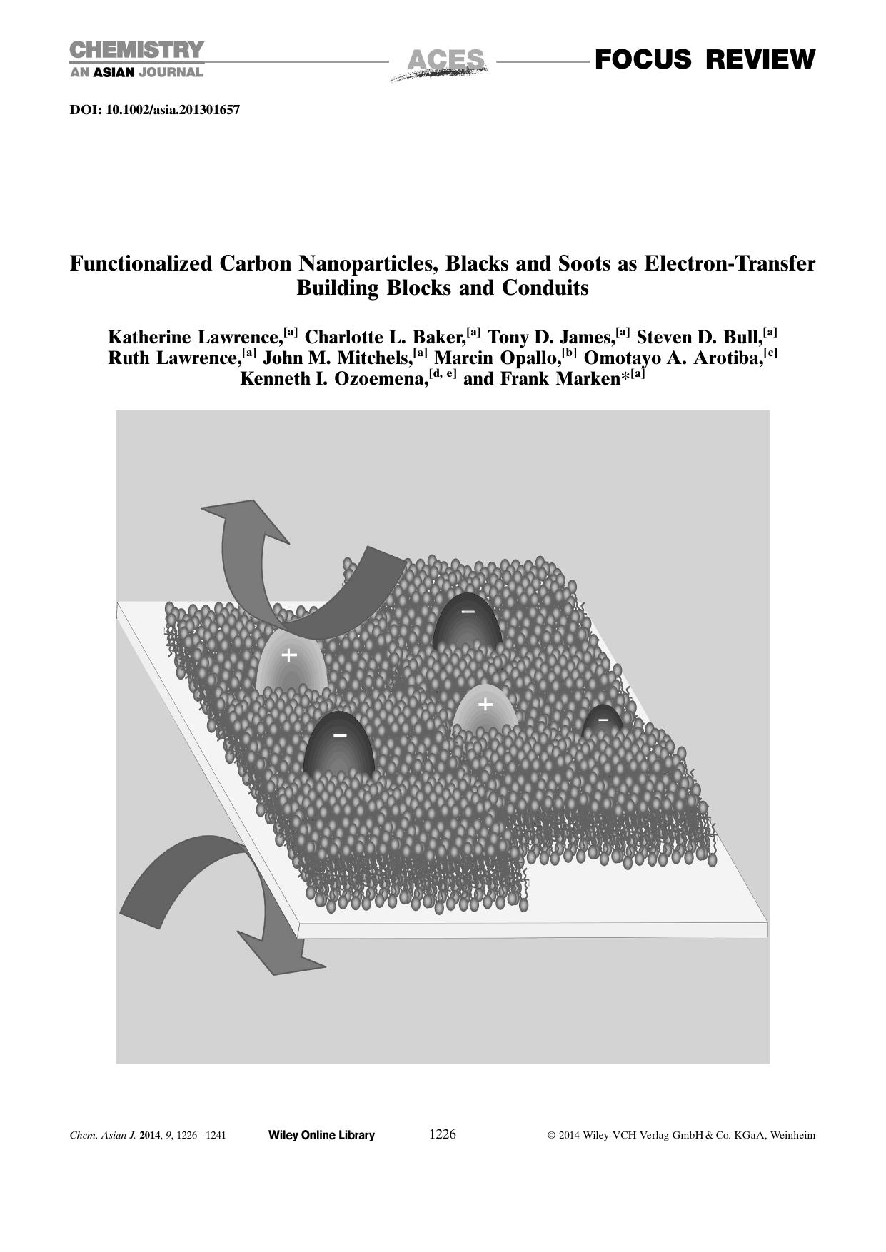 Functionalized Carbon Nanoparticles, Blacks and Soots as ElectronTransfer Building Blocks and Conduits by Unknown