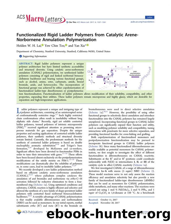 Functionalized Rigid Ladder Polymers from Catalytic Arene-Norbornene Annulation Polymerization by Holden W. H. Lai Yew Chin Teo & Yan Xia