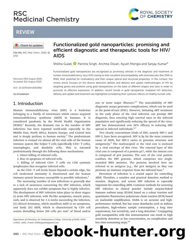 Functionalized gold nanoparticles: promising and efficient diagnostic and therapeutic tools for HIVAIDS by Shikha Gulati & Parinita Singh & Anchita Diwan & Ayush Mongia & Sanjay Kumar