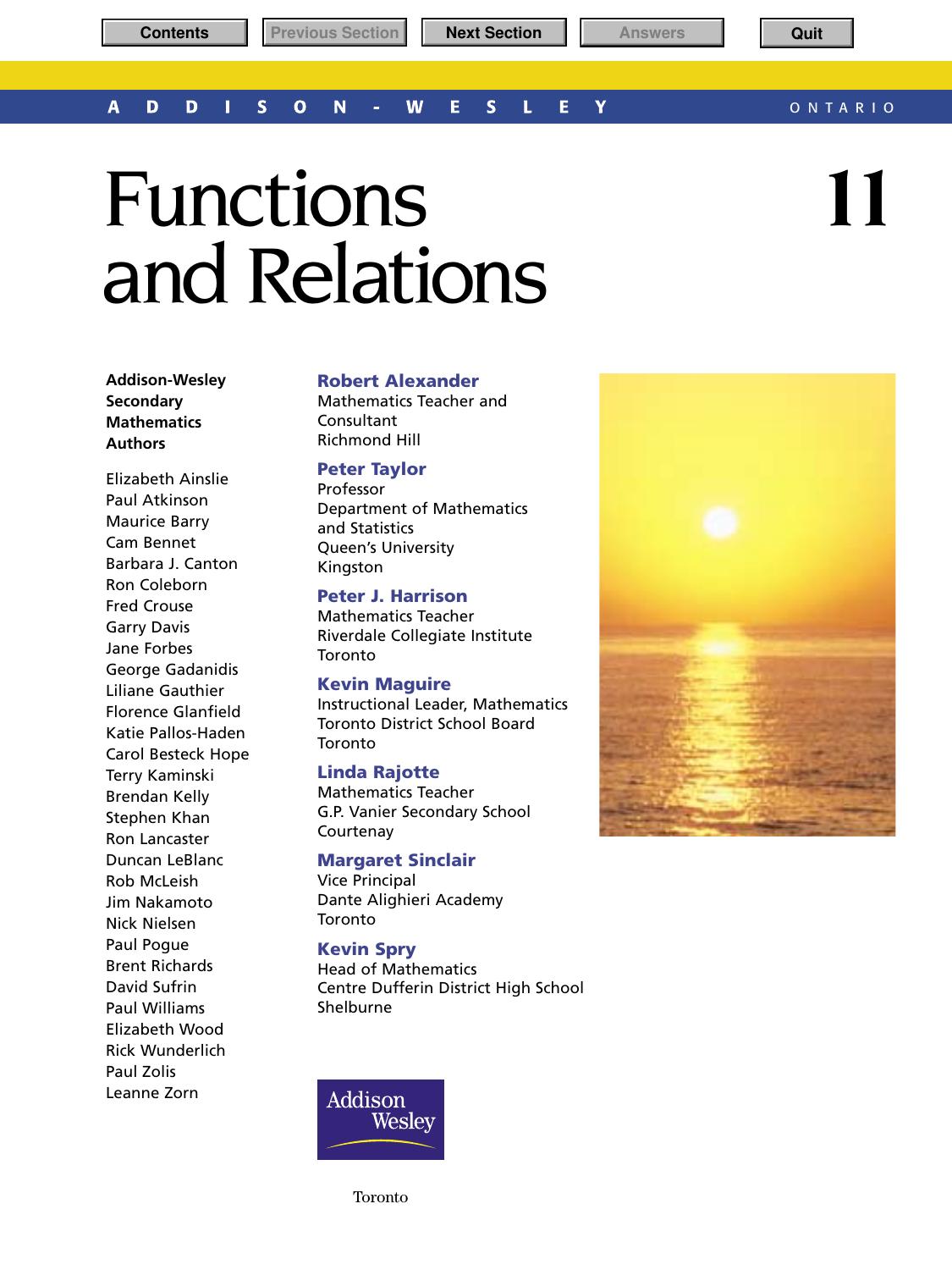 Functions and Relations 11 by Robert Alexander
