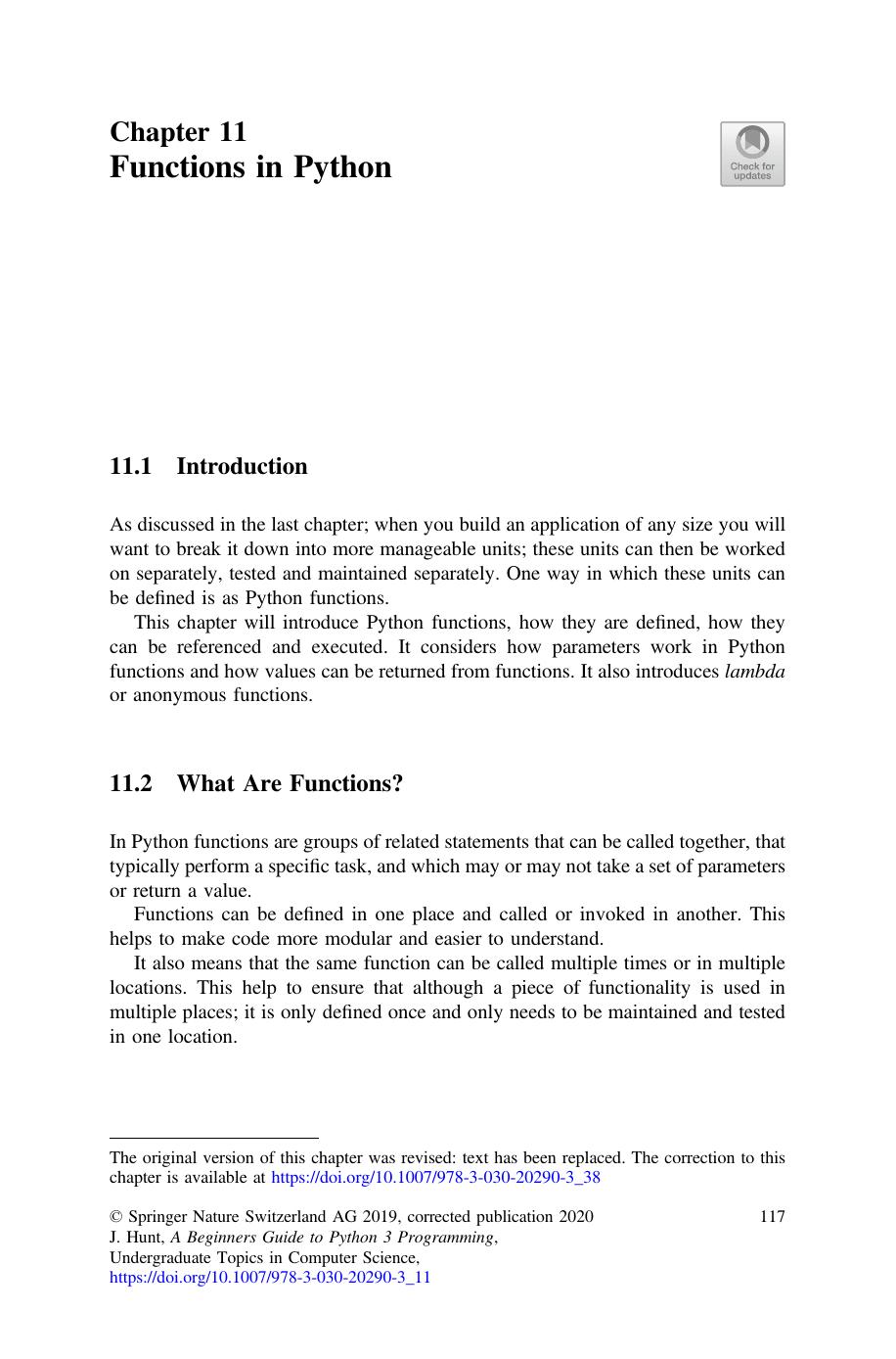 Functions in Python by John Hunt
