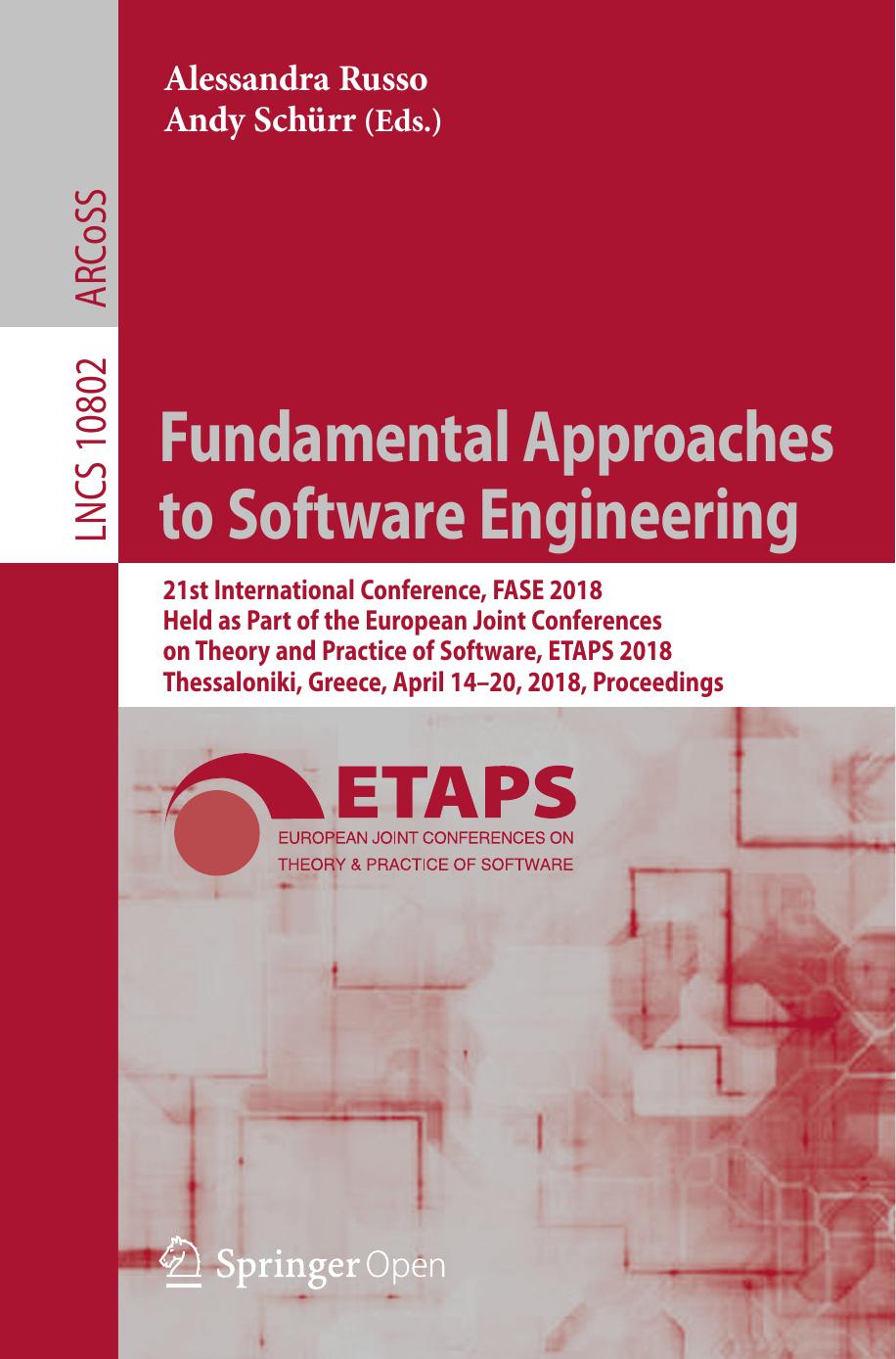 Fundamental Approaches to Software Engineering by Alessandra Russo Andy Schürr