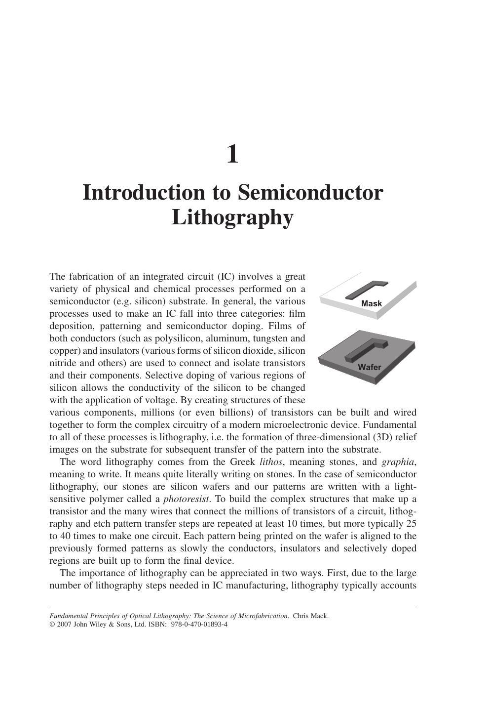 Fundamental Principles of Optical Lithography: The Science of Microfabrication by Chris Mack
