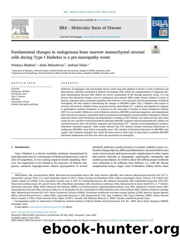 Fundamental changes in endogenous bone marrow mesenchymal stromal cells during Type I Diabetes is a pre-neuropathy event by Pradnya Shahani & Anita Mahadevan & Indrani Datta