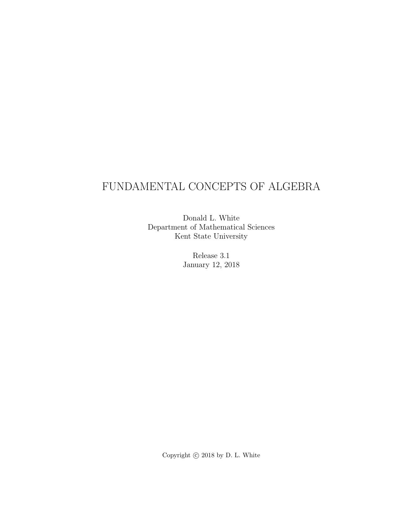 Fundamental concepts of algebra by Donald L. White
