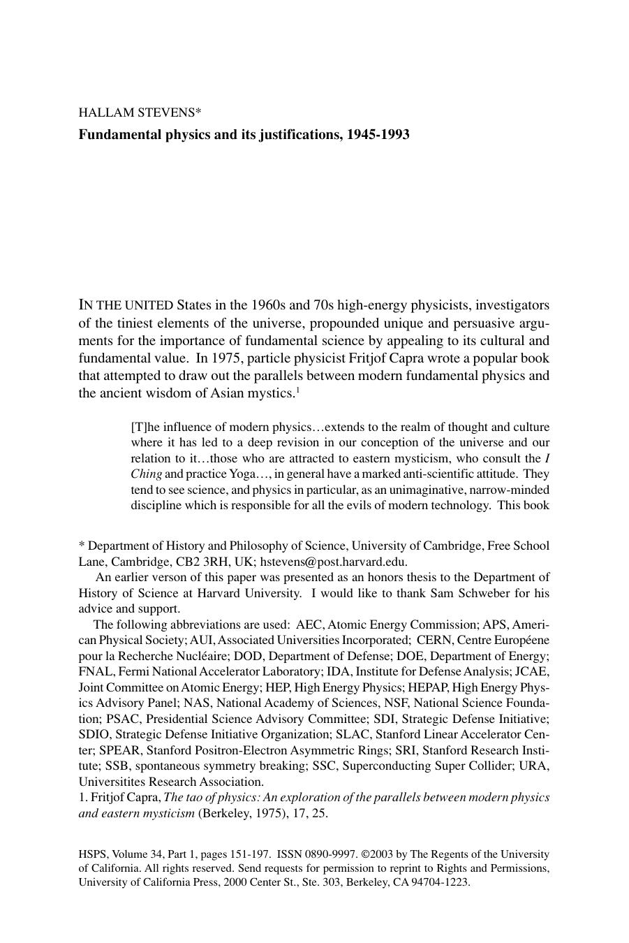 Fundamental physics and its justifications by Stevens