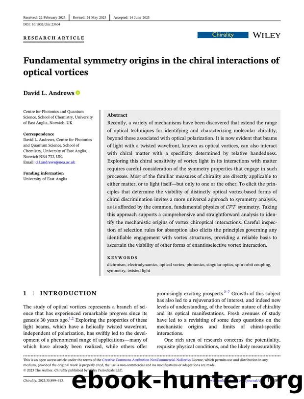 Fundamental symmetry origins in the chiral interactions of optical vortices by David L. Andrews