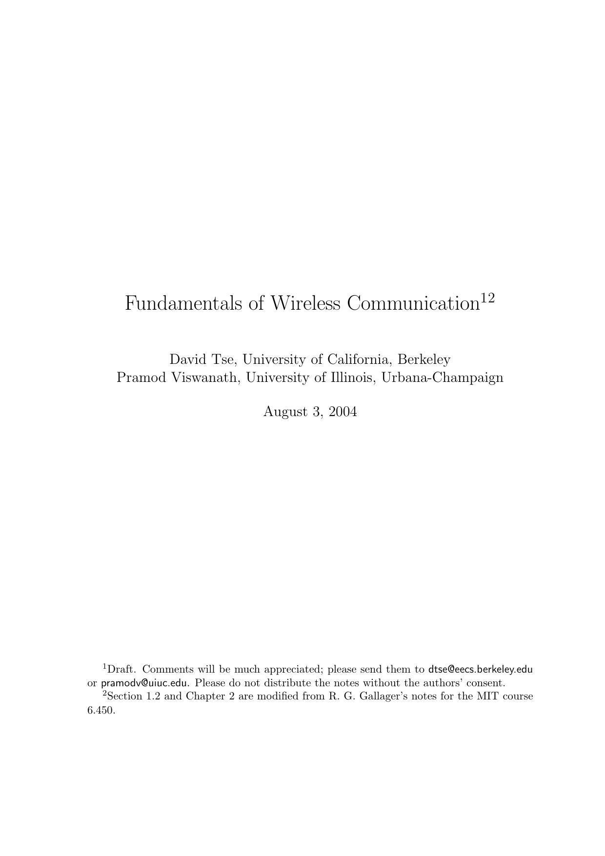 Fundamentals Of Wireless Communication by Unknown