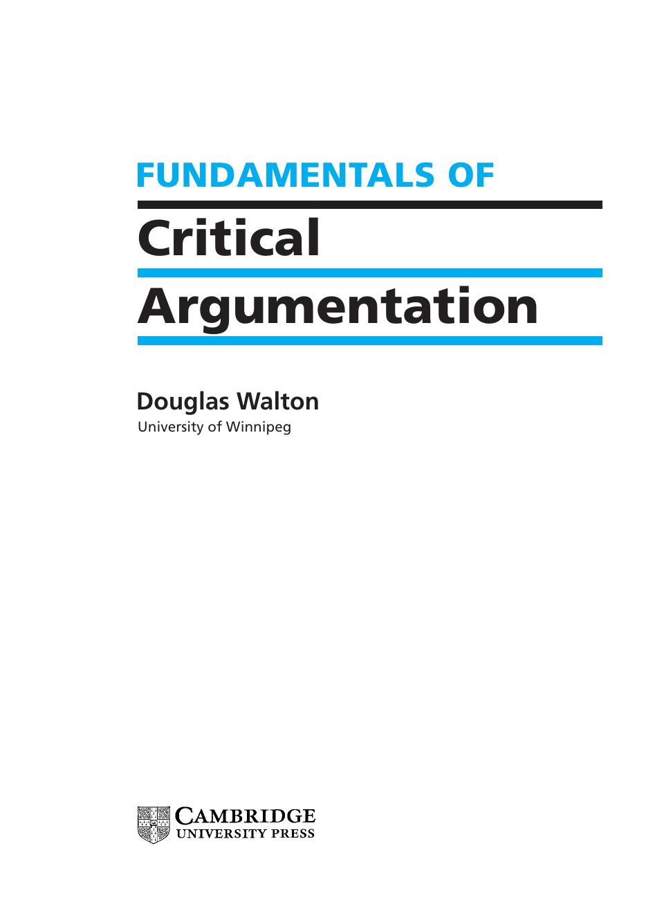 Fundamentals of Critical Argumentation by Unknown