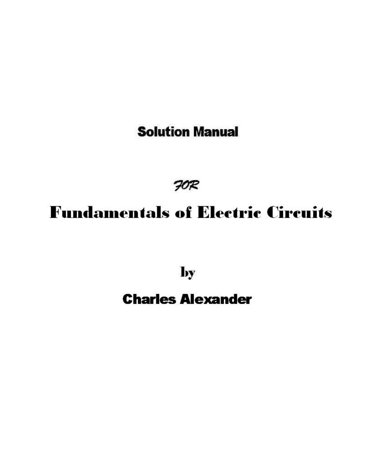 Fundamentals of Electric Circuits by Solution Manual