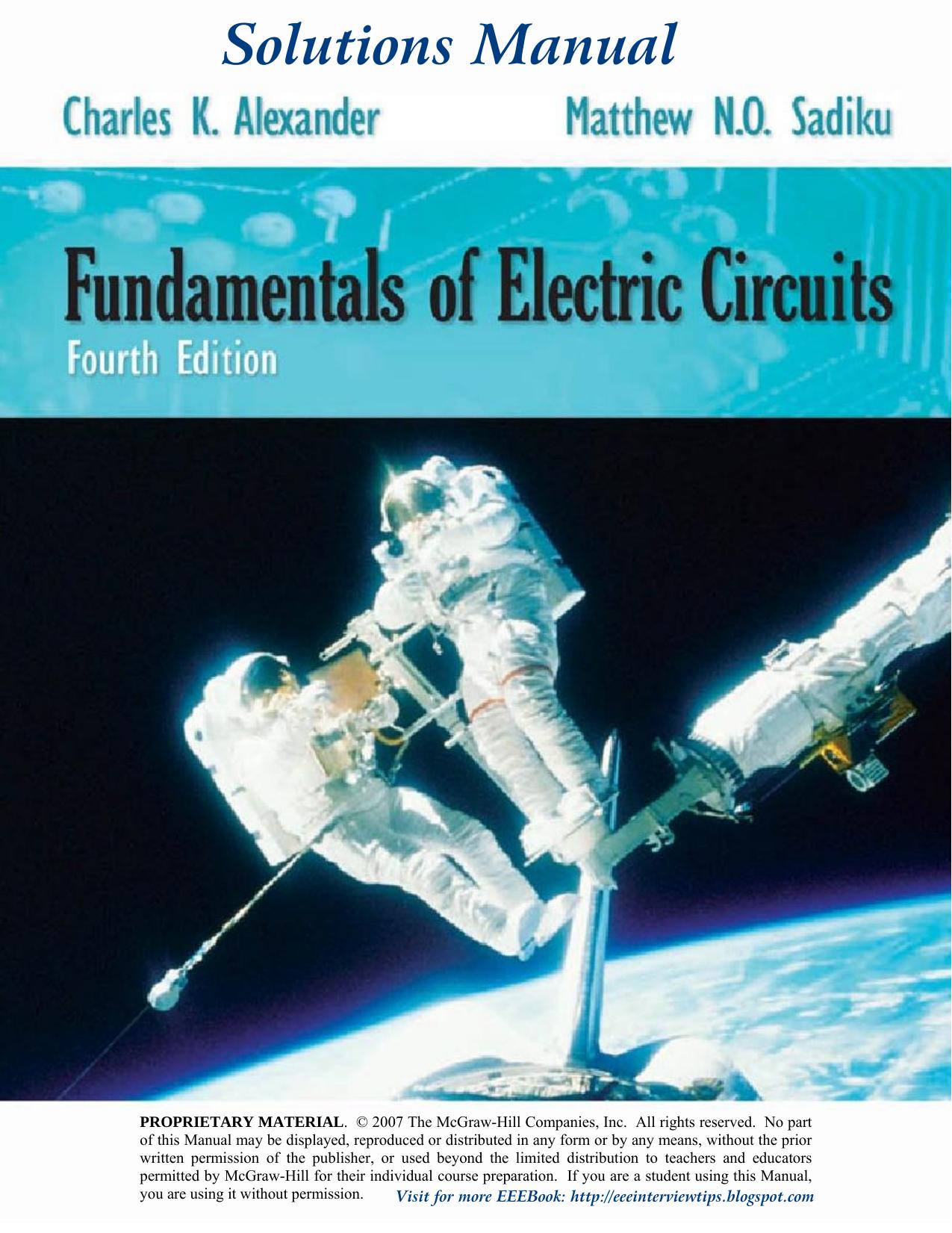 Fundamentals of Electric Circuits: Solution Manual by Charles K. Alexander Matthew N. O. Sadiku