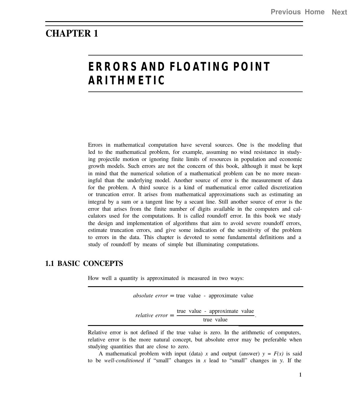 Fundamentals of Numerical Computing, Chapter 1. Errors and Floating Point Arithmetic by L.F. Shampine R.C. Allen Jr. S. Pruess