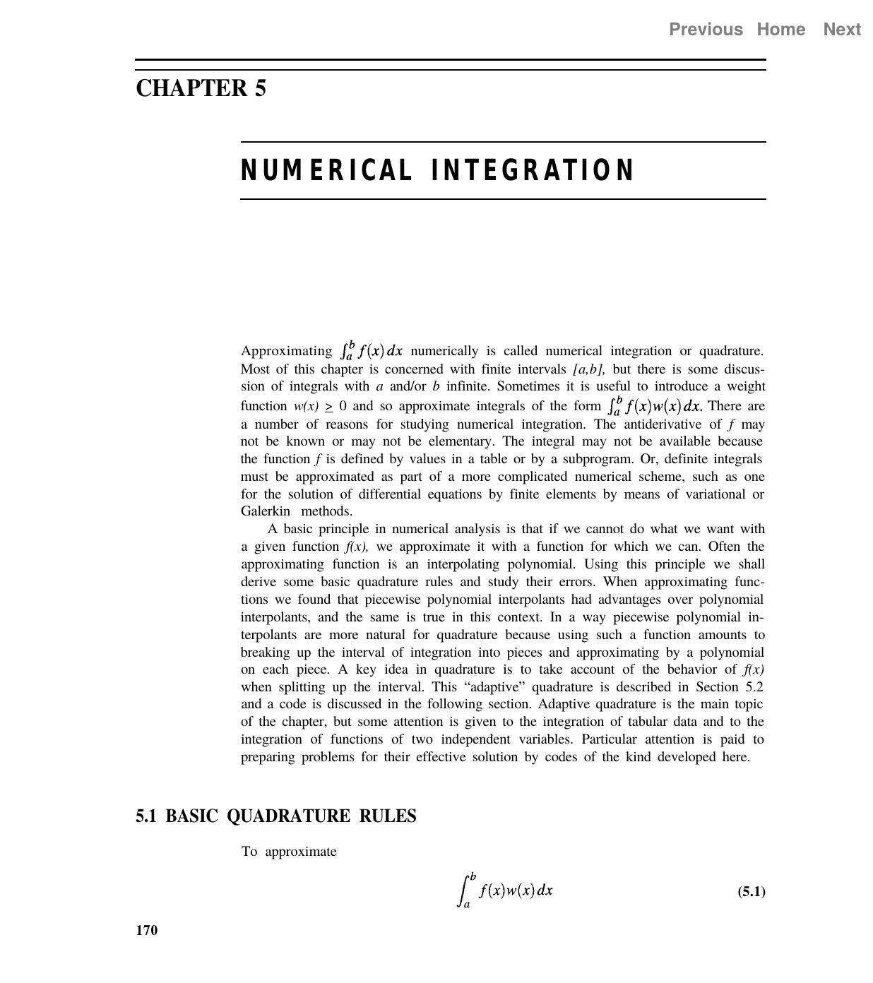 Fundamentals of Numerical Computing, Chapter 5. Numerical Integration by L.F. Shampine R.C. Allen Jr. S. Pruess