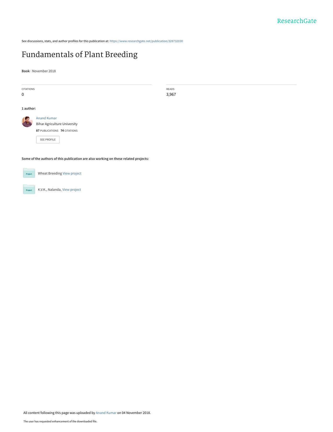 Fundamentals of Plant Breeding by Unknown