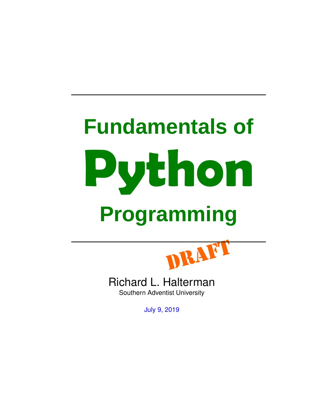 Fundamentals of Python Programming by Richard L. Halterman