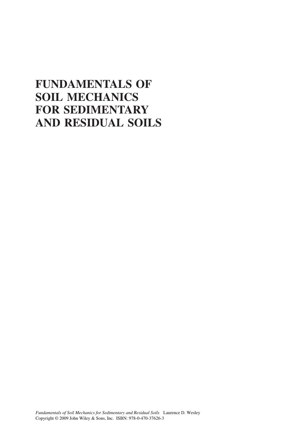 Fundamentals of Soil Mechanics for Sedimentary and Residual Soils by Unknow