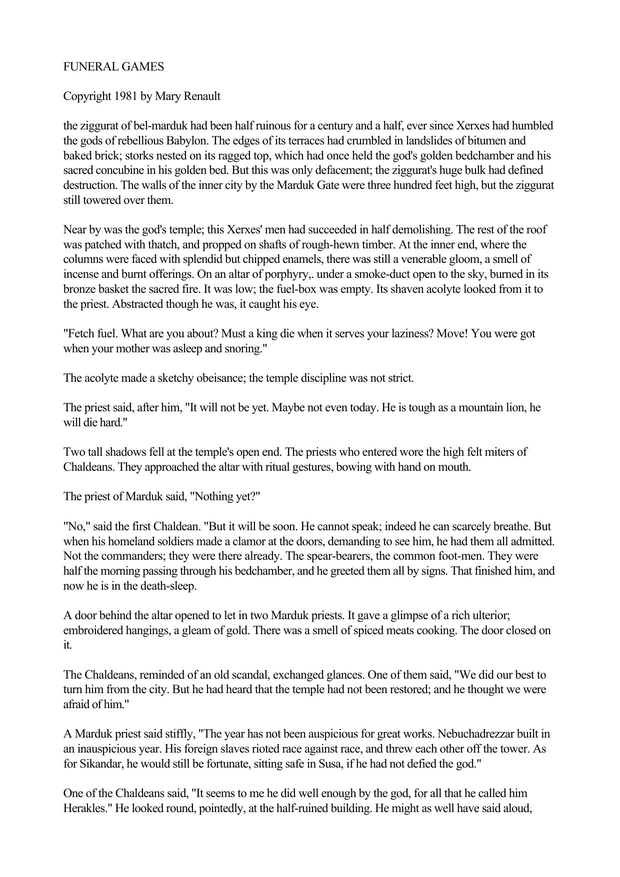 Funeral Games by Mary Renault